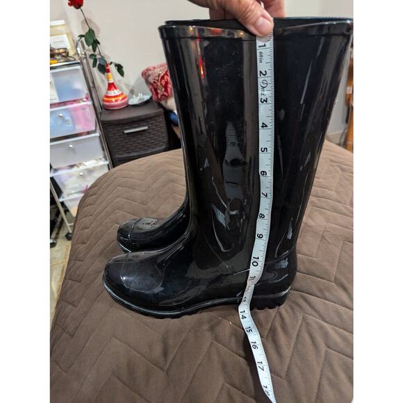 Women's tall black rubber boots by Time and Tru size 9 brand new - Picture 1 of 8